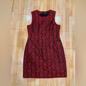 Banana Republic Red and Black Patterned Midi Dress